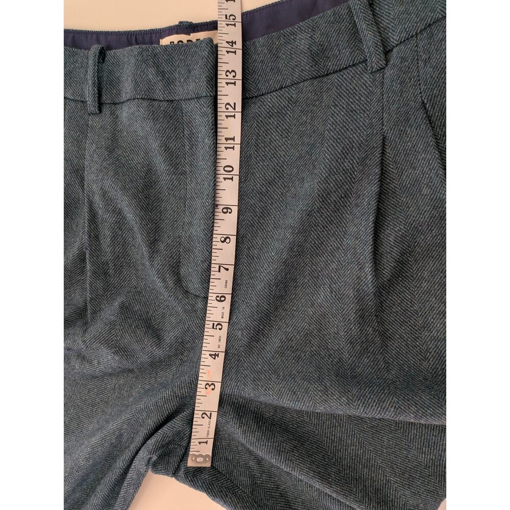 Boden Belgravia Wool Blend Pants Green Navy US 14R Regular Pleated NWT Wide Leg - Picture 8 of 10